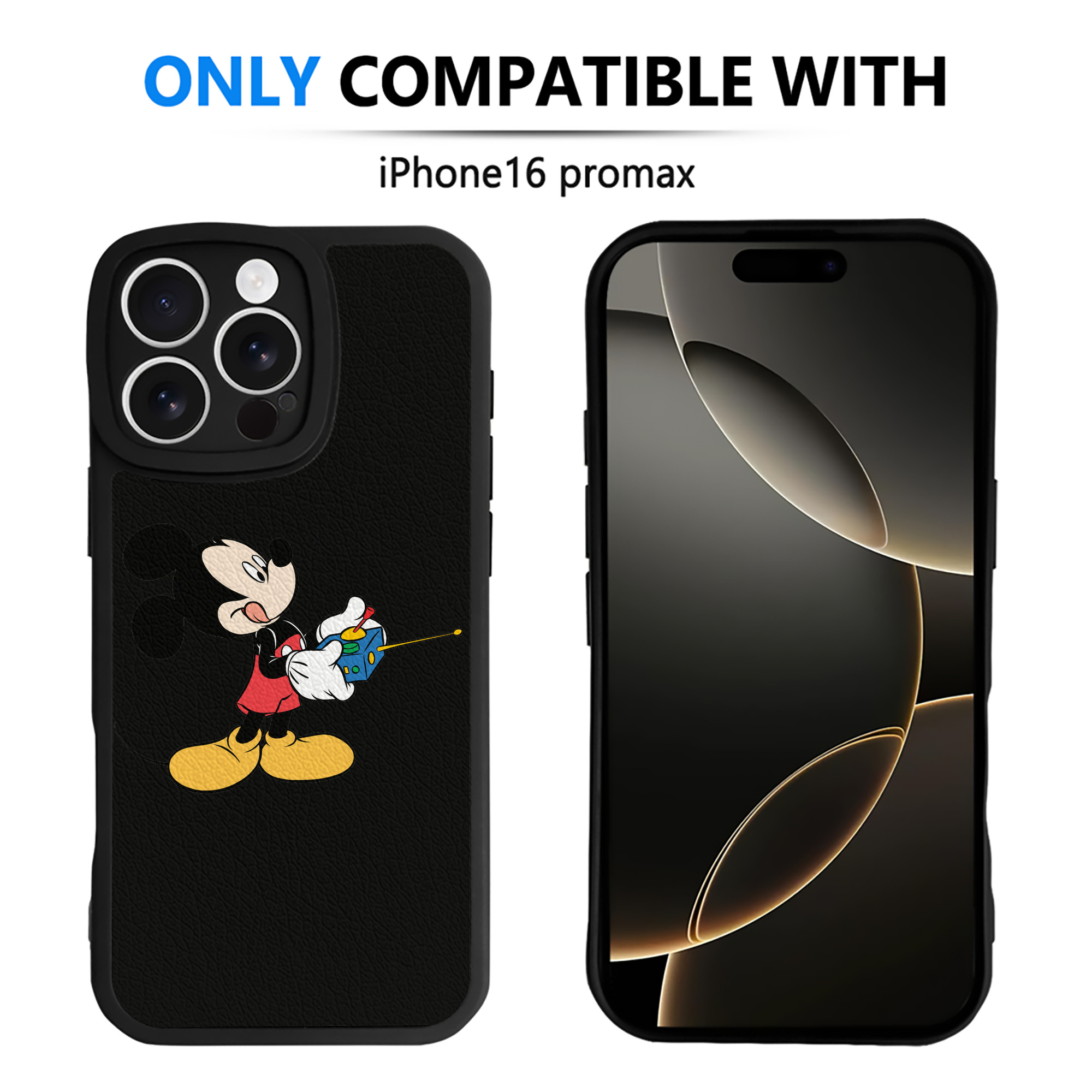 （画像用） ミッキーマウス Mickey Mouse 【iPhone 16シリーズ対応】シリコンスマホケース（レザー調） 材質：シリコン